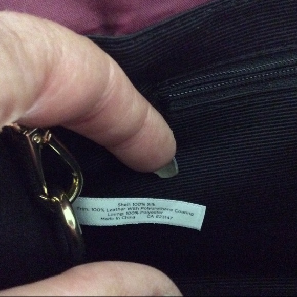 TALBOTS SILK PURPLE AND BLACK SHOULDER BAG CLUTCH NWOT - Picture 7 of 8